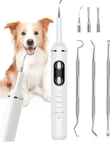 Nature Nerds Plaque Remover for Teeth, Pet Tooth Brushing Kit, Dental Tools for Removing Plaque and Tartar, Safe for Dog and Cat, with LED Light, White