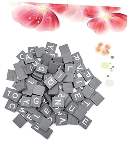Toyvian 100stücke Graue Holzbuchstaben Chips DIY Alphabet Puzzle Box Für Intellektuelle Entwicklung Englische Buchstaben Sicheres Holzspielzeug Für Kreative Bastelprojekte