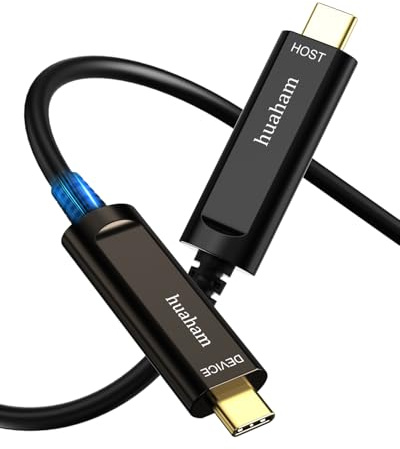 huaham USB C Fiber Optic Cable 66FT, 10Gbps USB 3.2 Gen2 USB C Cable, Ultra Slim & Long Distance Type C Cable with Germany SiliconLine Chip for Logitech 4K Camera,Video Conference,Industrial System