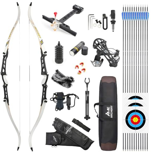 SHARROW Bogenschießen Recurve Bogen und Pfeile Set 66/68/70 Zoll Erwachsene Wettbewerb Bogen 14-40lbs Sportbogen Langbogen für Jugend Erwachsene Outdoor Schießen(30lbs/68,Schwarz 2)