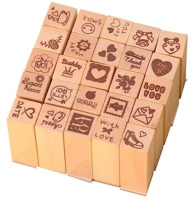 STOBOK Briefmarken Holzstempel WC-Aufkleber Fischausschnitte aus Holz Einladungsstempel schreibwaren Siegelstempel aus Holz hölzernes Siegel Mini Briefmarke Sammelalbum Bambus rot