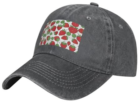 Snapback-Hut mit Erdbeermuster, mittelgroßes Profil, verstellbar, Baseballkappe, Schnapprucksack, dunkelgrau (Deep Heather), Einheitsgr��e