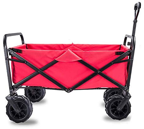 CCYENG Zusammenklappbarer Campingwagen/-Karren - Zusammenklappbarer, Stabiler Stahlrahmen, Garten-/Strandwagen/-Karren, Hochleistungs-Transportwagen, Maximale Belastu