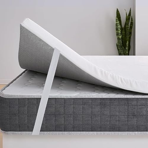 Topper Moncel Housse Lavable, Respirante et déhoussable avec Fermeture éclair dissimulée, Hauteur 5 cm, Noyau 100% viscoélastique Adaptable à mémoire de Forme