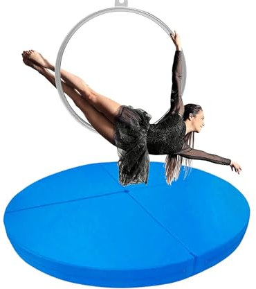 Rund Luftbåge Krockmatta för Hemmagym, 120/140/150/160/180/200 Cm Poledance Matta/Yoga Fitness Träningsmatta, 3/5 Cm Tjock Säkerhetsskyddsmatta(Color:Blue,Size:140cmx5cm(55x2))