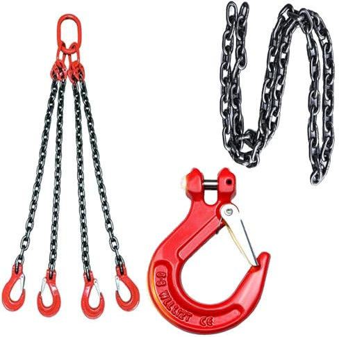 Generisch Kettengehänge Anschlagkette 4T 6 mm G80-Stahl KrangehäNge Festigkeit Kette Haken aus Hochfestem Legiertem Stahl für Hebevorgänge Minen Häfen Gebäuden Stahlwerken,001,300cm