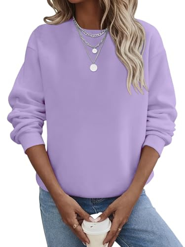 TICTICMIMI Lässige Damen-Sweatshirts mit Rundhalsausschnitt, langärmelig, lockere Passform, Herbst-Shirt