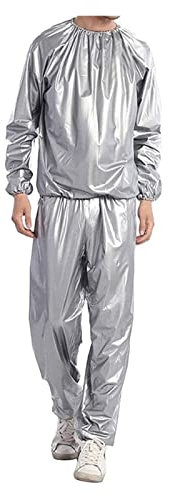 XUEBIN Traje De Sauna, Impermeable, Mono De Sauna Adelgazante para Sudar Y Modelar Sauna Suite Mono Sudorina Gimnasio Fitness Correr Yoga Hombre Traje Sauna(Silver,4XL)