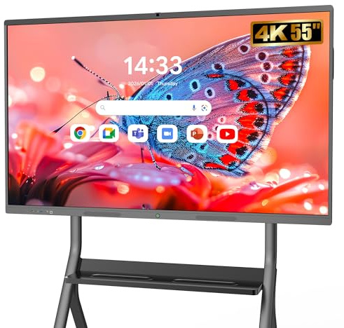 YCKJNB 55 Interaktives Whiteboard 4K UHD, Smartboard mit Touchscreen Microphone & Kamera, Android 8GB+128GB, WiFi/Bluetooth/HDMI, inkl. Wandhalterung, Digitale Smart Board für Schule Business & Büro