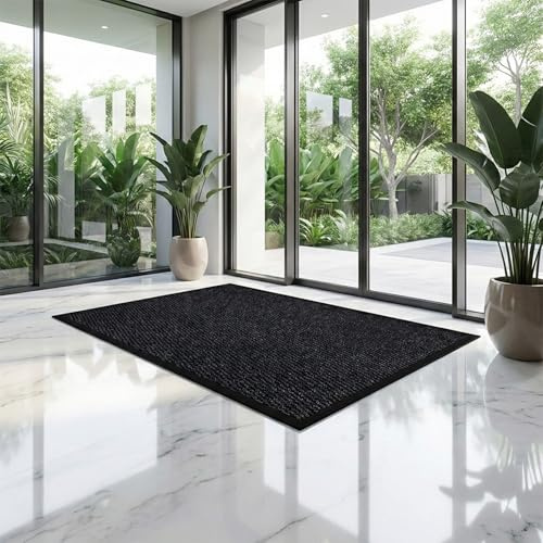 Cozy Haven Sunny Indoor & Outdoor Rug – Waterproof Anti-Slip Rubber Backed rugs, Large Waterproof Carpet for Outside Floor, Kitchen or Garden - (Black, 120x150 cm)