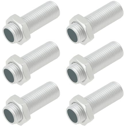 SG Store 6 Stück Gewindeverlängerungsstange mit 12 Stück Muttern M10x1 Länge 30mm für Lampen Kronleuchter Kerzenständer Und Andere Lampen Gewindeeinsatz Rohradapter Silber