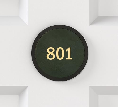 Brass Door Number sign, Room Sign, Room number, Hotel Door Sign, apartment door numbers, door label, hotel signage, interior door sign in Black (Green)