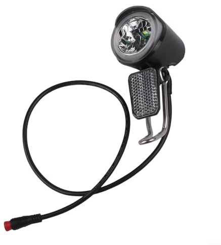 Jonikuper E-Bike Front Headlight Spotlight LED Waterproof Bicycle Lamp LED Ebike Light Stainless Steel Bracket With SM Interface Mounting Bracket 6-60V Compatible Black(Waterproof)