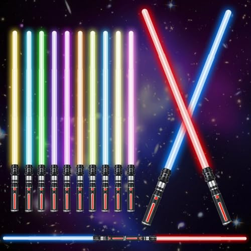 OSDUE Lightsaber RGB a 12 Colori Modificabili - New Spada Laser, Soundfont di Battaglia di Film Simulati, Lightsaber Light Up Toy per Adulti e Adolescenti, Manico Lunghezza Regolabile 46-84 cm