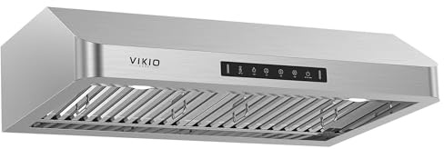 VIKIO HOME Range Hood 30 Inch Under Cabinet, Kitchen Hood with 980 CFM, 3-Speed Gesture Sensing & Touch Control Panel, Stainless Steel Vent 2 Pcs Baffle Filters with Handlebar, Ducted, LED light