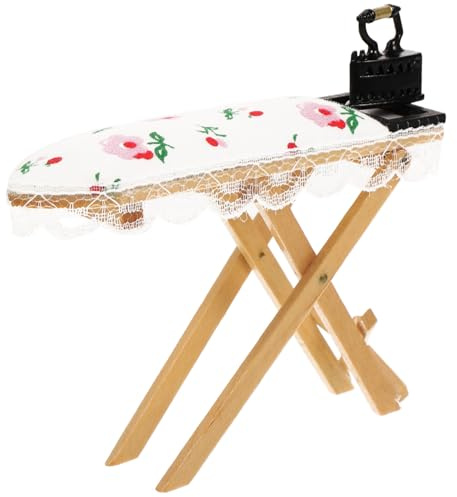 VANZACK Mini Fer à Repasser avec Table à Repasser Miniature Décor Maison de Poupée Accessoires de Jeu Imitation Réaliste pour Scènes Miniatures
