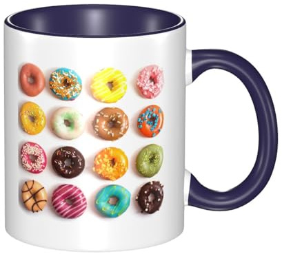 WSHFFILO Diversi sapori di ciambelle stampato tazza di ceramica tazza di caffè tazza