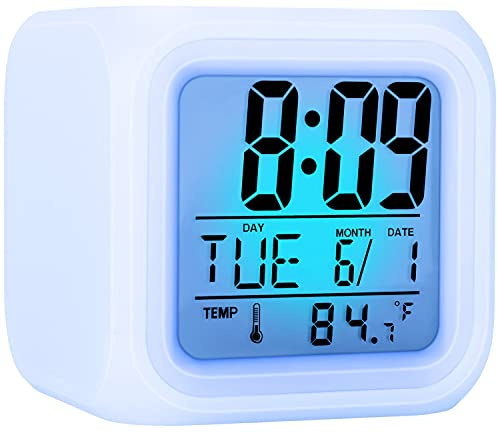 Zonopy Wecker mit 7‑farbig wechselndem Nachttischlicht – Digitale Kinderwecker mit Schlummerfunktion, Batteriebetrieben, Wecker für Jungen, Digitale Weckuhr zur Raumdekoration sowie Geschenk