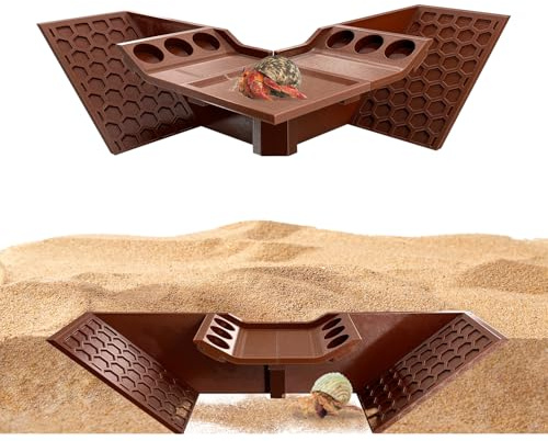 Hermit Crab Cave Hideout, 3-in-1 Underground Tunnel & Climbing Toys, Reptile Tank Accessories Habitat Decor for Hermit Crabs, Geckos, Frogs (Brown)