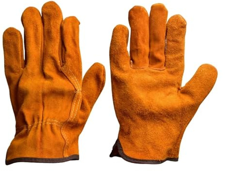 Générique 1 paire de gants de soudage double couche en cuir de vachette jaune - Équipement de protection individuelle résistant à l'usure for la protection des travailleurs
