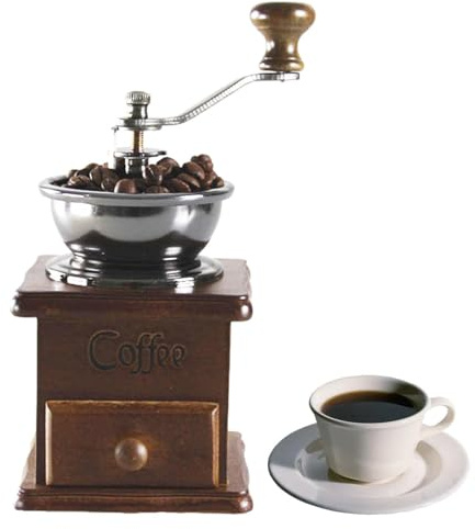 Molinillo de café antiguo, molinillo de manivela de madera, molinillo de café manual con de hierro fundido, ideal para preparar té, decoración de cocina, uso doméstico, práctica de bbarista y