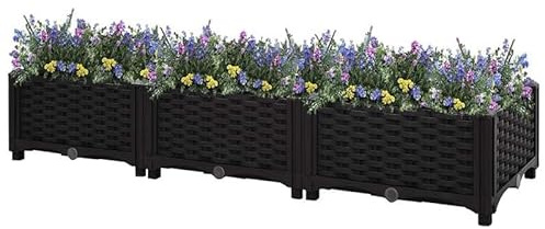 Bancal alto de 120 x 40 x 23 cm de polipropileno, duradero y resistente a la intemperie, para verduras, hierbas y flores, ideal para pequeños jardines y balcones