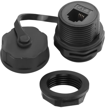 QIANRENON Cat3 RJ11 gänga fast montering vattentät adapter RJ11 6P4C uttag till uttag bulkhuvud montering telefon kabel anslutning främre panel monteringsuttag, IP68 för telefon faxapparater modem