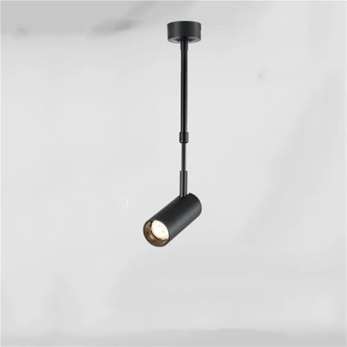 LYOUAE Lampada a sospensione Faretti moderni orientabili LED 10W Faretti da incasso su palo telescopico a montaggio superficiale Plafoniere nordiche a testa singola con palo lungo(Black,75-150cm)