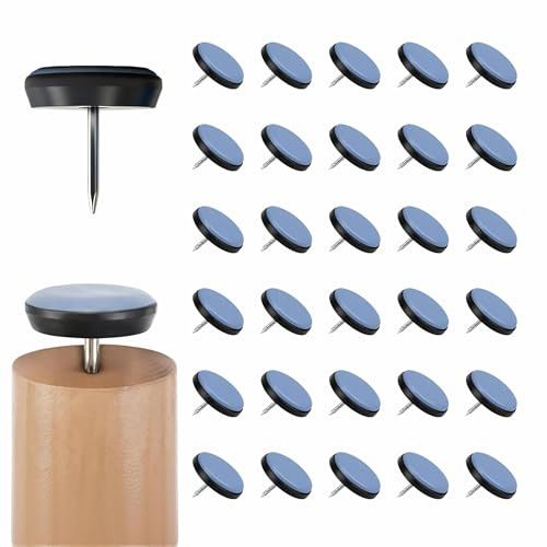 30 feltrini per mobili in teflon con chiodo, Ø 22 mm, in PTFE resistente all'abrasione, per sedie e mobili, ideali per la protezione di pavimenti in legno e piastrelle, riduzione del rumore e facilità