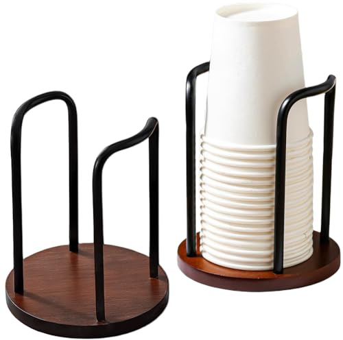 GORGECRAFT Paquete de 2 portavasos de madera para baño, 3 a 8 onzas, dispensador de vasos de papel para enjuague bucal, organizador de almacenamiento para tocador, baño, encimera pequeña, oficina