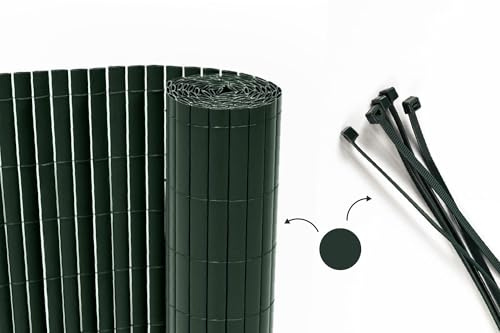 CASANOOV Canisse PVC VISO Brise Vue Occultant 95% 800x180cm 8x1,8m 14,4m² Vert Résistant Anti-UV Haute Densité 1,6kg/m² Lames 30mm Protection Intimité Jardin Terrasse Balcon Fil Métallique PE