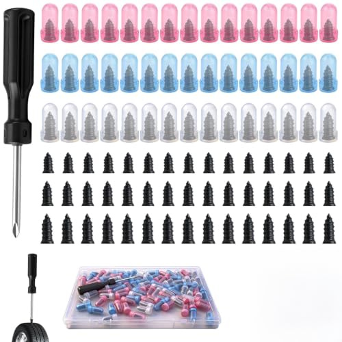 90 PCS Repara Pinchazos Coche Kit Tornillos con Destornillador