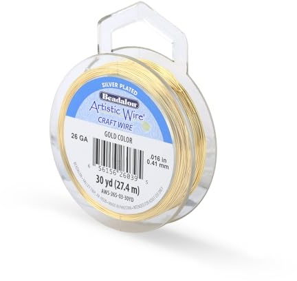 Artistic Wire Silver Plated Tarnish Resistant Colored Copper Craft Wire, Gold, 26 Gauge, 30 yd