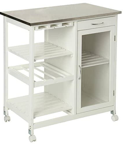 Atmosphera - Desserte de cuisine en bois et plateau inox