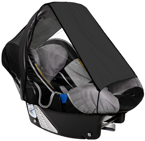 Sunnybaby 11286 - Universal Sonnenschutz für Babyschale, Sonnendach mit Insektenschutz | UV Schutz UPF 50+ | vielseitig verstellbar | mit Eingriff - Farbe: SCHWARZ | Qualität: Made in Germany