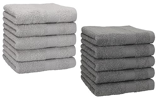 Betz 10 Stück Seiftücher Premium 100% Baumwolle Seiflappen Set 30x30 cm Farbe anthrazit und Silbergrau