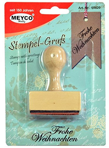 Stempel Frohe Weihnachten mit Holzgriff, ca.50x18mm