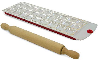 ABM-IDEA HX915211 Stampo 27 Ravioli Quadrato C/N Mattarello, Multicolore