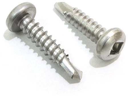 Bolt Dropper 8 x 3/4 Stainless Pan Head Square Drive Sheet Metal Self Tapping Drilling Screws, (100pc) 410 SS, Corrosion Resistant Choose Size and Qty