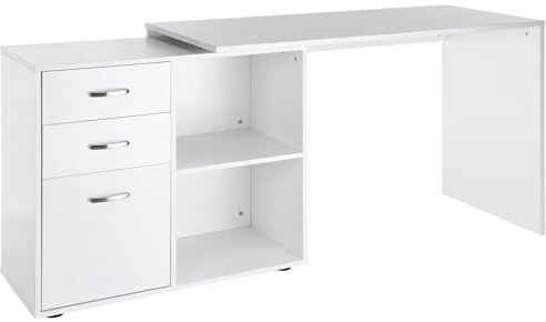 HOMCOM Bureau d'angle Modulable 2 en 1 MDF Blanc