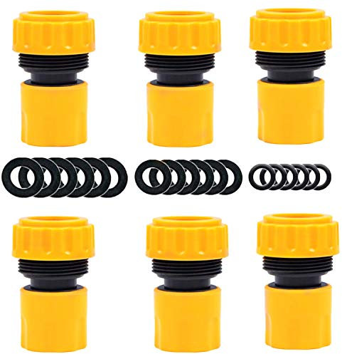 YAAVAAW Paquete de 6 conectores de extremo de manguera, conector rápido de extremo de tubo de manguera de 19 mm (viene con 18 arandelas de sellado de reemplazo)