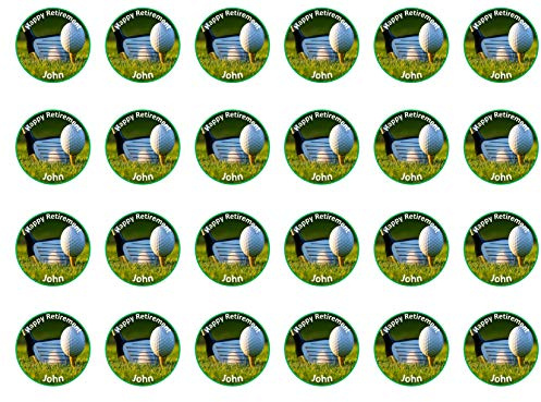 Golf club and Ball Edible Cupcake Icing, Wafer or Wafer Card 24 x 1.5 inch Toppers (Wafer Card)