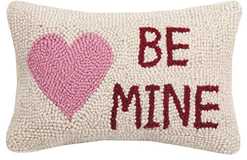 Peking Handicraft 30KSL727C12OB Be Mine Heart Hook Wool and Cotton Pillow, 8 X 12' inch, Multicolor