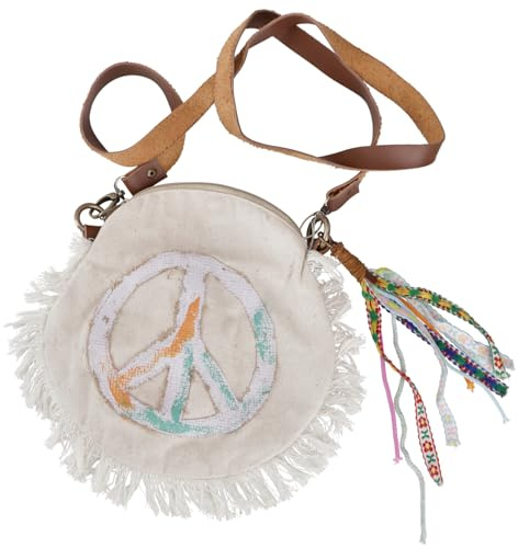 GURU SHOP Boho Schultertasche, Hippie Tasche mit Fransen - Modell 1, Unisex - Erwachsene, 25x25x9 cm