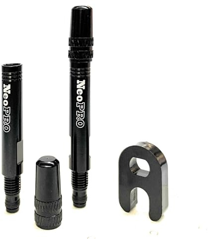 NeoPRO Presta-Ventilverlängerungs-Set (2 Stück) mit Ventilschlüssel und Kappe, erhältlich in 4 Längen: 20, 30, 40, 60 mm (schwarz, 30 mm)