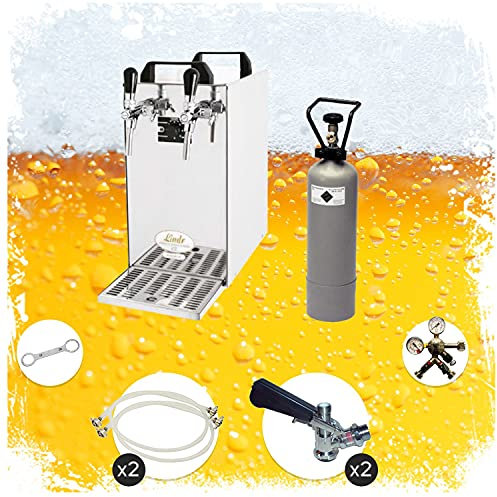 ich-zapfe Komplett Set - Zapfanlage - Kontakt 40 2-leitig Trockenkühler, Durchlaufkühler 50 Liter/h, Green Line, Zapfkopf:5 Liter Adapter, Zapfkopf 2:Korb