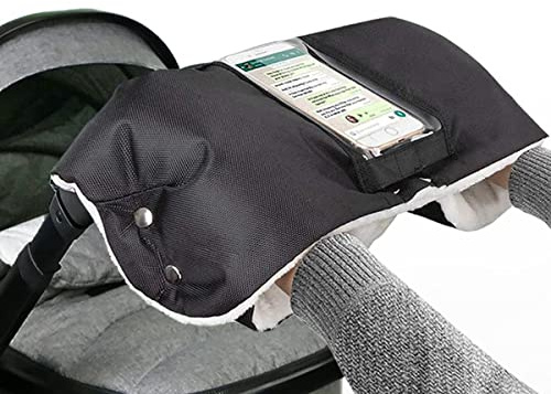 Kinderwagen Handwärmer - Wasserdichter,Winddichter,Extra Dicker, Atmungsaktiver Frostschutz,Warmer Winter-Kinderwagenhandschuh, Universelles Kinderwagenzubehör (Schwarz)