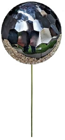 Jürgen Bocker Garten-Ambiente Rosenkugel Diamond 15 cm mit Stab 80 cm Edelstahl poliert Gartenstecker Dekokugel Dekorationskugel Kugel