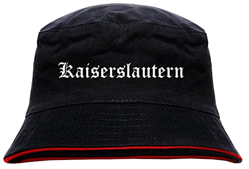 sostex Kaiserslautern Anglerhut - Altdeutsche Schrift - Schwarz-Roter Fischerhut L Schwarz