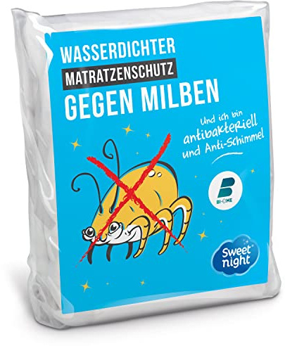 SWEET NIGHT - Matratzenschoner 200x200 cm | Wasserdichte und Anti-Staubmilben-Matratzenauflage | 100 % Baumwollvlies | Leise und atmungsaktiv, White